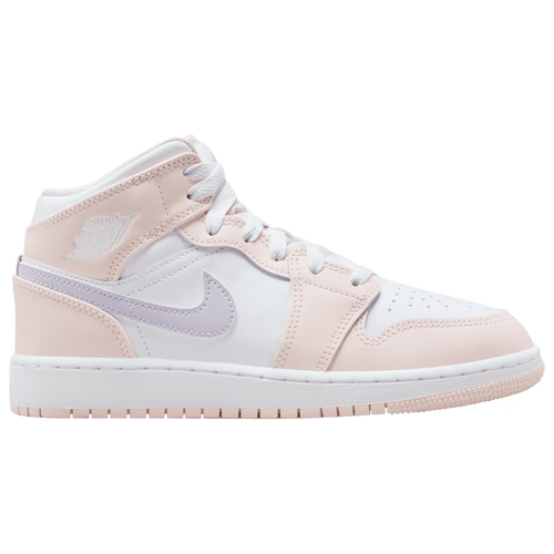 

Jordan Girls Jordan AJ 1 Mid - Girls' Grade School Basketball Shoes White/Purple/Pink Size 7.0