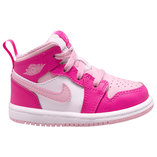 

Jordan Girls Jordan AJ 1 Mid - Girls' Toddler Basketball Shoes White/Medium Soft Pink/Fierce Pink Size 8.0