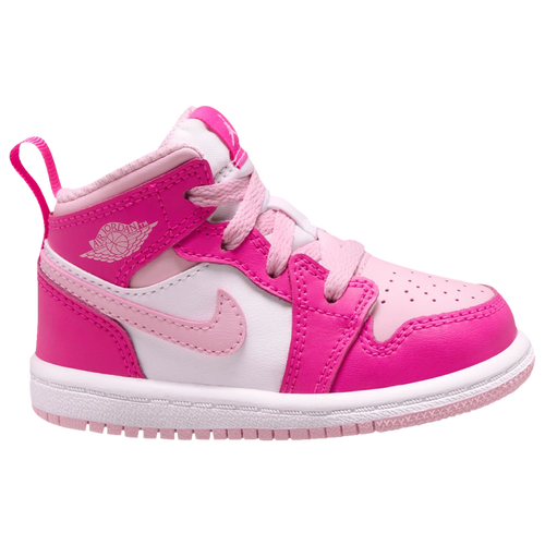 

Jordan Girls Jordan AJ 1 Mid - Girls' Toddler Basketball Shoes White/Medium Soft Pink/Fierce Pink Size 4.0