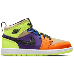 Boys' Preschool - Jordan AJ 1 Mid SE Uni - Vivid Orange/Volt/Black