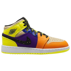 Boys' Grade School - Jordan Air Jordan 1 Mid SE - Volt/Black/Vivid Orange