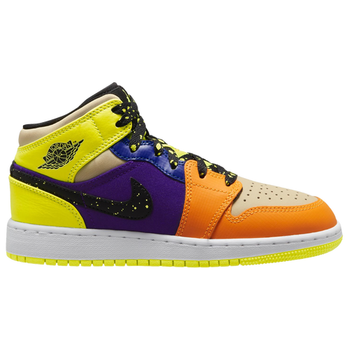 

Boys Jordan Jordan Air Jordan 1 Mid SE - Boys' Grade School Basketball Shoe Volt/Black/Vivid Orange Size 06.0