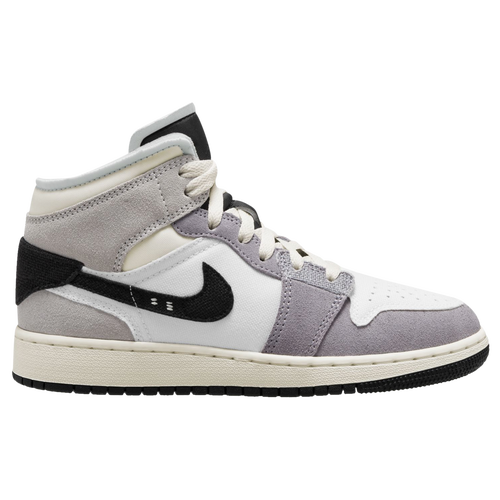 

Boys Jordan Jordan AJ 1 Mid SE - Boys' Grade School Basketball Shoe Grey/Black/White Size 05.5