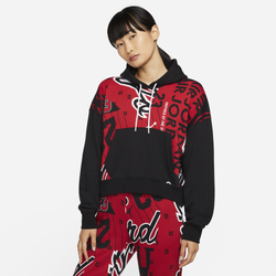 Women's - Jordan Plus AOP Fleece Hoodie - Black/Red