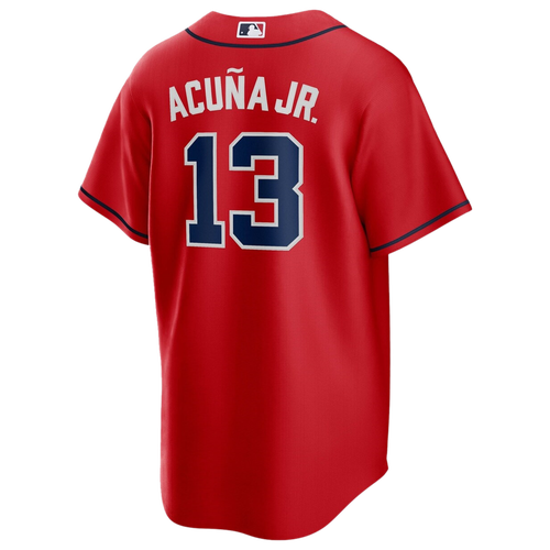 

Nike Mens Ronald Acuna Jr Nike Braves Replica Player Jersey - Mens Red/Red Size L