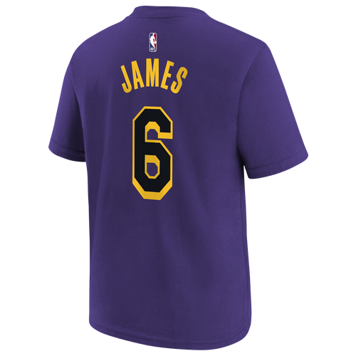 

Boys Jordan Jordan Lakers Statement Name & Number T-Shirt - Boys' Grade School Court Purple/White Size M