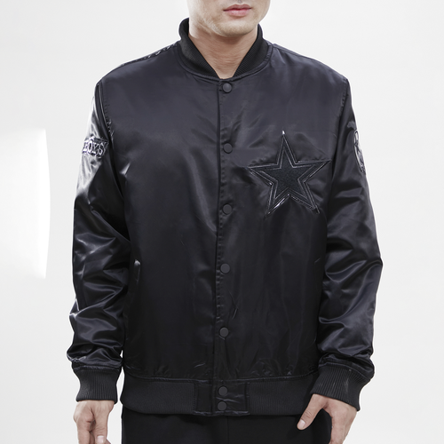 

Pro Standard Mens Pro Standard Cowboys Satin Jacket - Mens Black/Black Size S