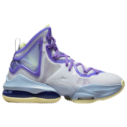 Boys' Grade School - Nike LeBron 19 - White/Purple/Blue