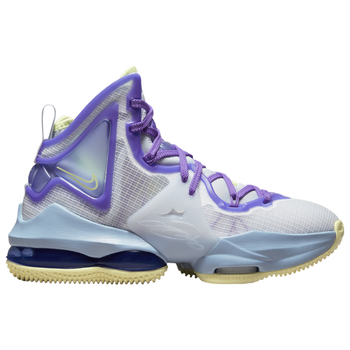 

Boys Nike Nike LeBron 19 - Boys' Grade School Basketball Shoe White/Purple/Blue Size 07.0