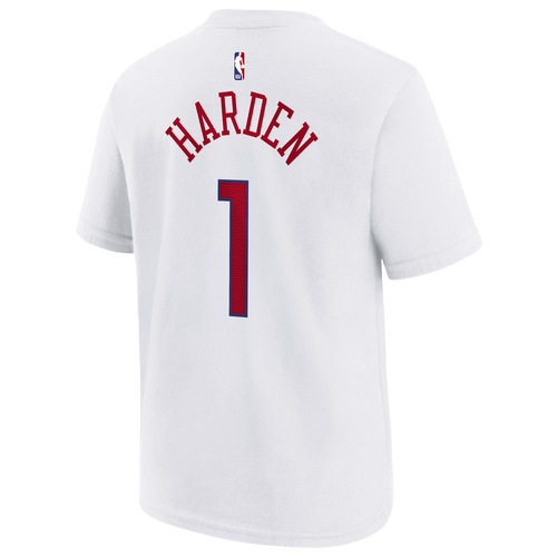 

Nike Boys James Harden Nike 76ers City Edition Name & Number T-Shirt - Boys' Grade School White/Red Size M