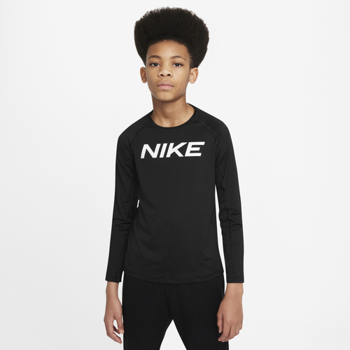 

Nike Boys Nike Dri-Fit Long Sleeve Top - Boys' Grade School Black Size L