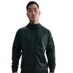 Men's - Nike Therma Fleece Full-Zip Hoodie - Black/Seaweed/Seaweed