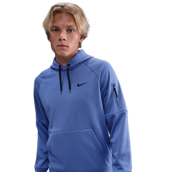 Men's - Nike Therma Fleece Pullover Hoodie - Comet Blue/Comet Blue/Black