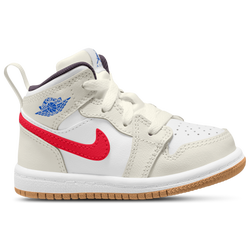 Girls' Toddler - Jordan AJ 1 Mid - White/Beige/Red