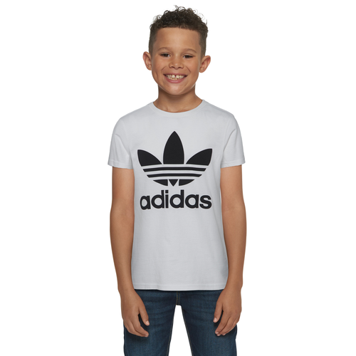 Shop Adidas Originals Boys   Adicolor Trefoil T-shirt In White/black