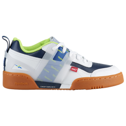 Boys' Grade School - Reebok Workout Plus Altered - White/Collegiate Navy/Neon Lime/Crushed Cobalt