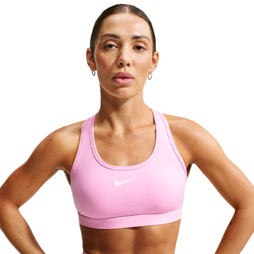 WOMENS - Nike Dri-FIT Swoosh Medium Support Bra - White/Pink Rise