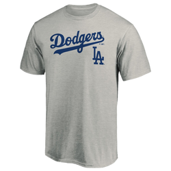Men's - Fanatics Dodgers Logo Lockup T-Shirt - Heather Grey/Grey