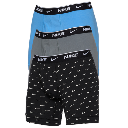 Nike Dri-fit Everyday Assorted 3-pack Performance Boxer Briefs In Black/grey/blue