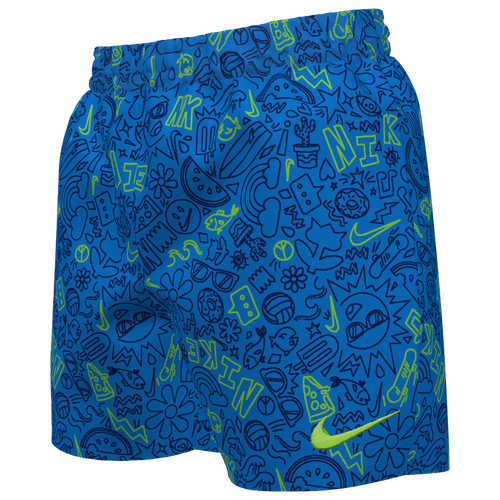 

Girls Nike Nike Doodle Lap 4 Inch Swim Short - Girls' Grade School Blue/Blue Size L