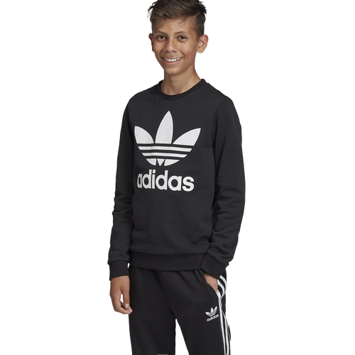 

adidas Originals Boys adidas Originals Adicolor Trefoil Crew - Boys' Grade School Black/White Size S