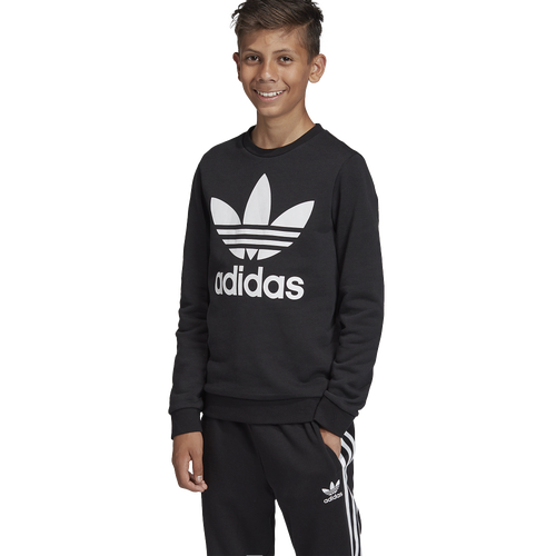 

adidas Originals Boys adidas Originals Adicolor Trefoil Crew - Boys' Grade School Black/White Size L