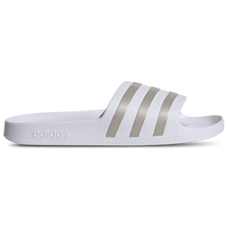 Men's - adidas Adilette Aqua Slides - Ftwr White/Ftwr White/Platin Met