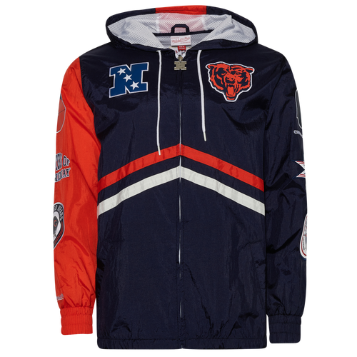 Mens Chicago Bears Mitchell & Ness Bears Undeniable Windbreaker Navy/Orange/Navy