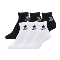 Boys' Grade School - adidas Originals Youth Originals Trefoil 6-Pack Quarter Socks - Black/Grey/White