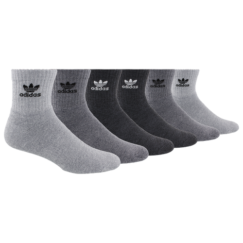 

adidas Originals Mens adidas Originals Trefoil 6 Pack Quarter Socks - Mens Grey/Black Size L