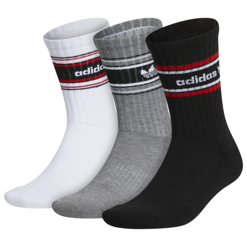 Shop Adidas Originals Mens  Ori Forum Rib 3-pack Crew Socks In Black/red/white