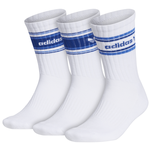 Adidas Originals Mens  Ori Forum Rib 3-pack Crew Socks In White/blue/blue
