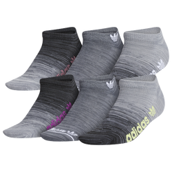 Women's - adidas OG 6pk No Show Socks - Grey/Yellow/Pink