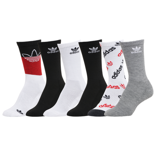 

adidas Originals Boys adidas Originals Youth Originals Mixed 6-Pack Crew Socks - Boys' Grade School White/Black/Red Size L