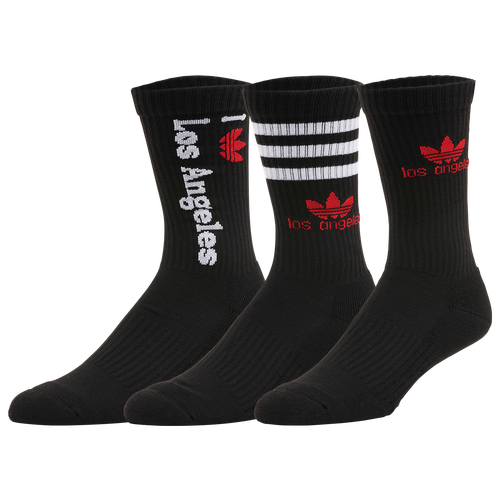 

adidas Originals Mens adidas Originals City 3 Pack Crew Socks - Mens Black/White Size L