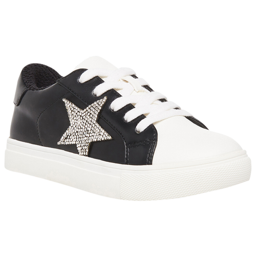 

Girls Steve Madden Steve Madden Rezume - Girls' Grade School Shoe Black/White/Silver Size 07.0