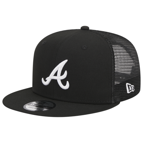 

New Era Mens New Era Braves Evergreen Trucker Hat - Mens White/Black Size One Size