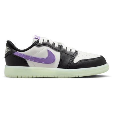 Preschool Jordan Retro 1 Low OG UNI2 - BLACK/PURPLE/VOLT