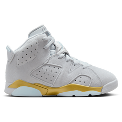 Girls' Preschool - Jordan Retro 6 - Grey/Blue/Gold