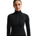Nike NSW Chill Knit Rib Quarter-Zip LS Top - Nike Black/Sail