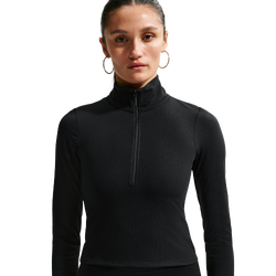 Women's - Nike NSW Chill Knit Rib Quarter-Zip LS Top - Black/Sail