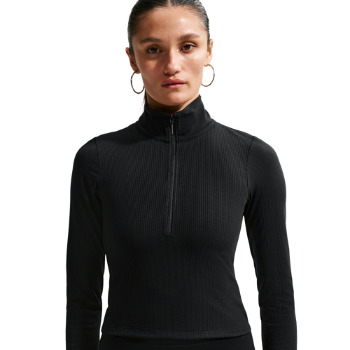 WOMENS - Nike NSW Chill Knit Rib Quarter Zip LS Top - Black/Sail