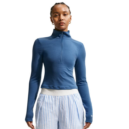 Nike NSW Chill Knit Rib Quarter Zip LS Top - Nike Mystic Navy/Sail