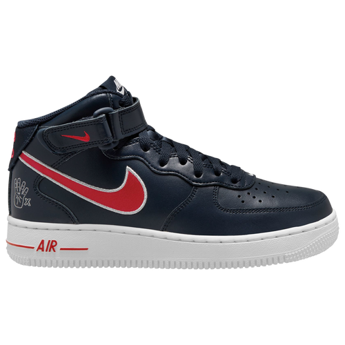 Shop Nike Womens  Air Force 1 '07 Mid V2 In Obsidian/red/wolf Grey