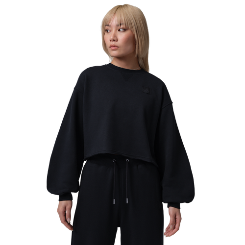 WOMENS - Jordan FLIGHT FLEECE CROP - Black/Dk Smoke Grey