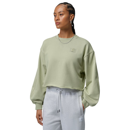 WOMENS - Jordan FLIGHT FLEECE CROP - Olive Aura/Lawn