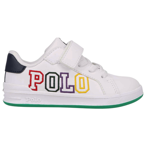 

Polo Girls Polo Heritage Court II Graphic - Girls' Toddler Shoes White/Navy/Green Size 06.0