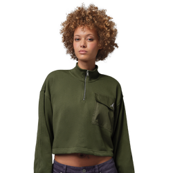 Women's - Jordan Brooklyn Fleece Quarter-Zip - Cargo Khaki/White