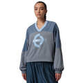 Jordan Brooklyn Woven Long Sleeve Graphic T-Shirt - Jordan Psychic Blue/White