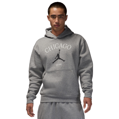 

Jordan Mens Jordan Chicago City HBR Pullover Hoodie - Mens Carbon Heather Size S